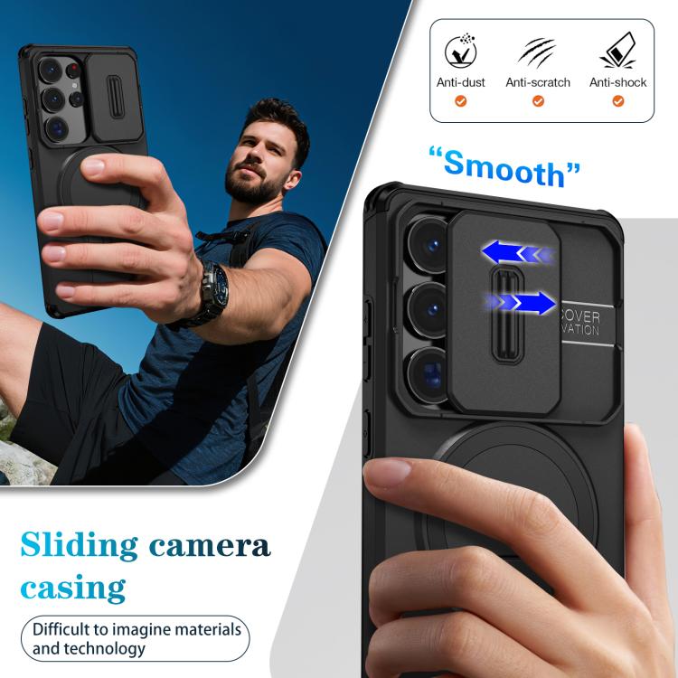 For Samsung Galaxy S25 Ultra 5G Sliding Camshield MagSafe Holder Phone Case