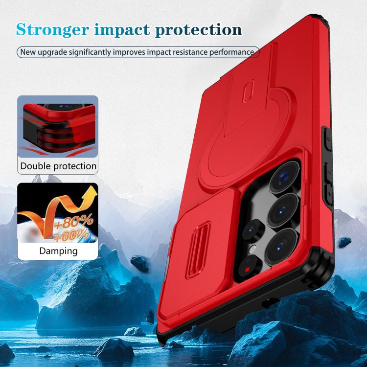 For Samsung Galaxy S25 Ultra 5G Sliding Camshield MagSafe Holder Phone Case