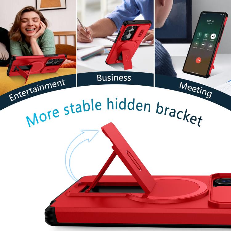 For Samsung Galaxy S25 Ultra 5G Sliding Camshield MagSafe Holder Phone Case