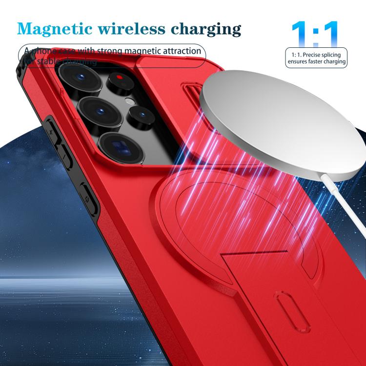 For Samsung Galaxy S25 Ultra 5G Sliding Camshield MagSafe Holder Phone Case