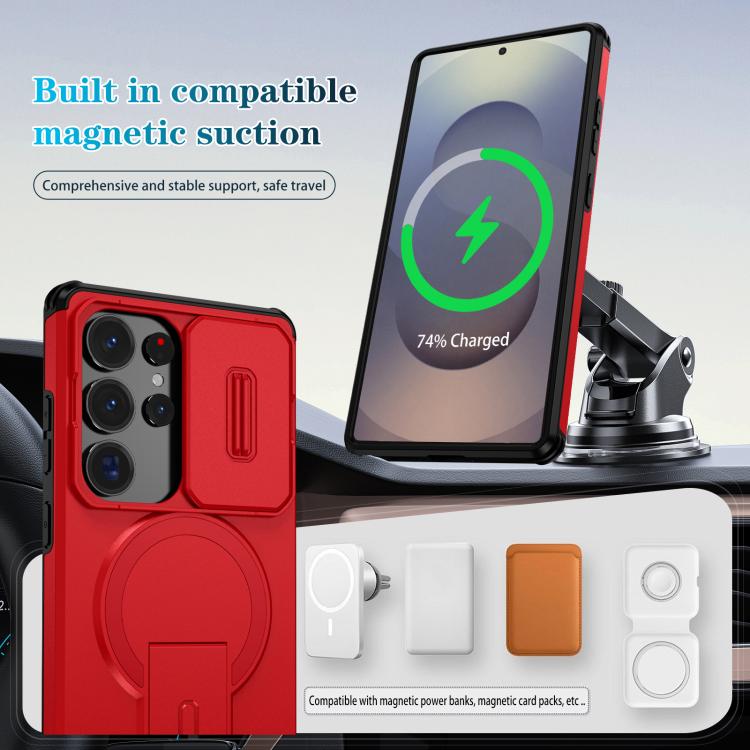 For Samsung Galaxy S25 Ultra 5G Sliding Camshield MagSafe Holder Phone Case