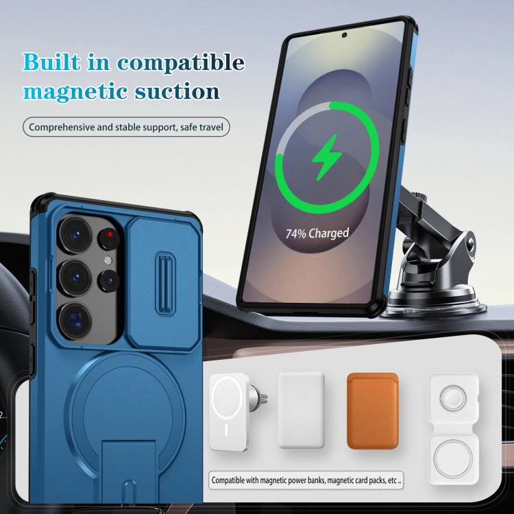 For Samsung Galaxy S25 Ultra 5G Sliding Camshield MagSafe Holder Phone Case
