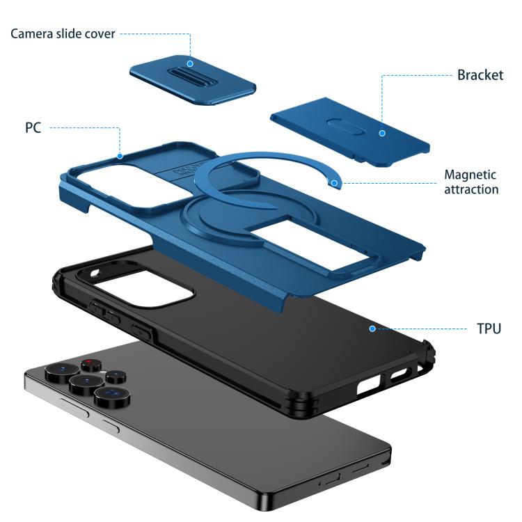 For Samsung Galaxy S25 Ultra 5G Sliding Camshield MagSafe Holder Phone Case