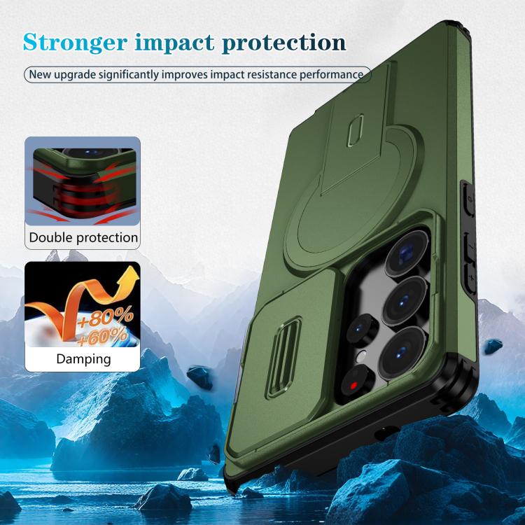 For Samsung Galaxy S25 Ultra 5G Sliding Camshield MagSafe Holder Phone Case