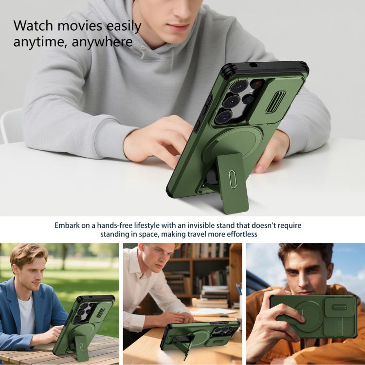 For Samsung Galaxy S25 Ultra 5G Sliding Camshield MagSafe Holder Phone Case