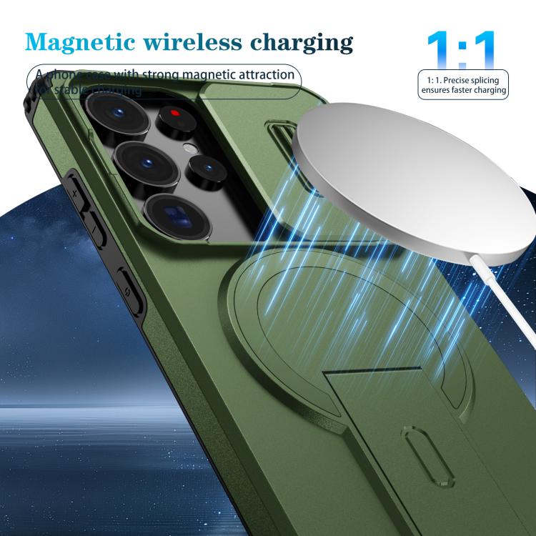 For Samsung Galaxy S25 Ultra 5G Sliding Camshield MagSafe Holder Phone Case
