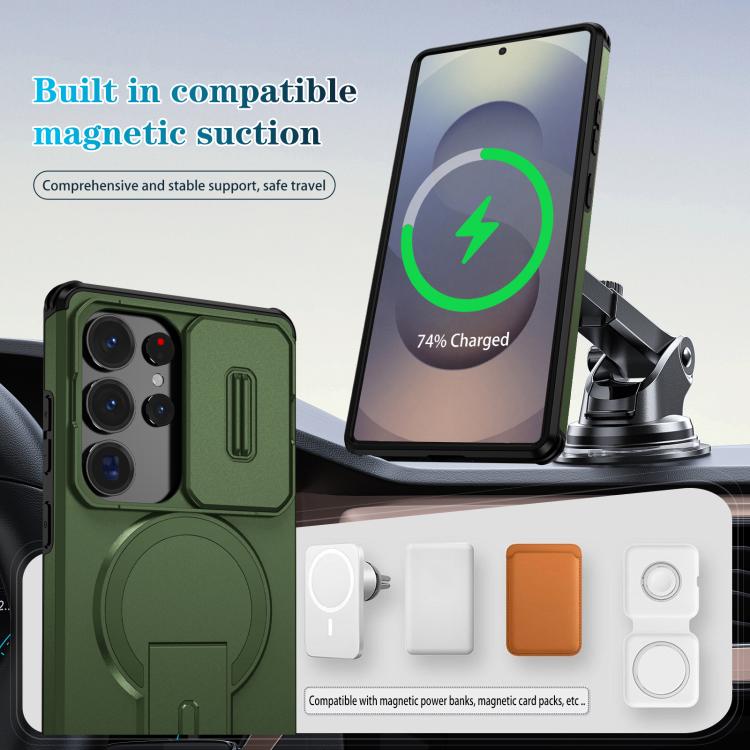 For Samsung Galaxy S25 Ultra 5G Sliding Camshield MagSafe Holder Phone Case