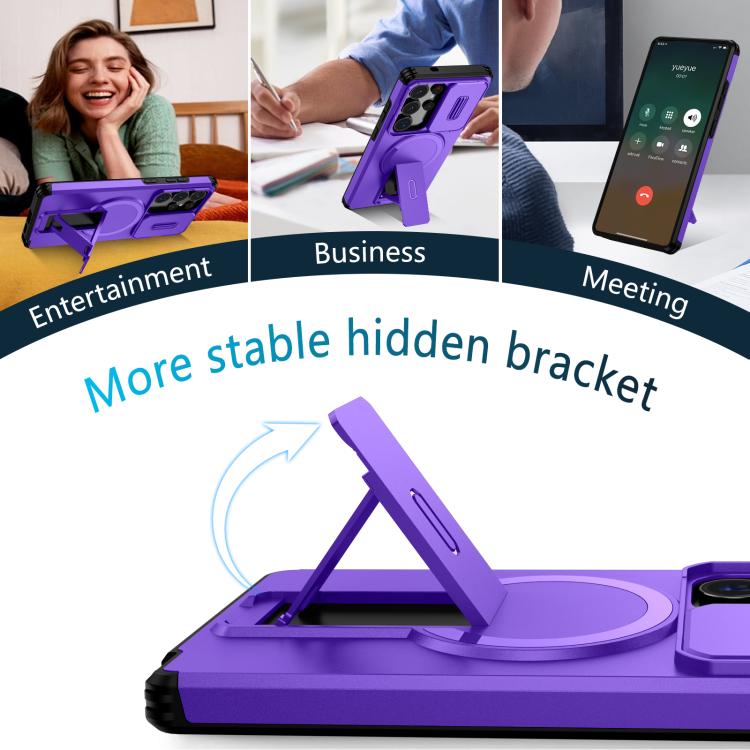 For Samsung Galaxy S25 Ultra 5G Sliding Camshield MagSafe Holder Phone Case