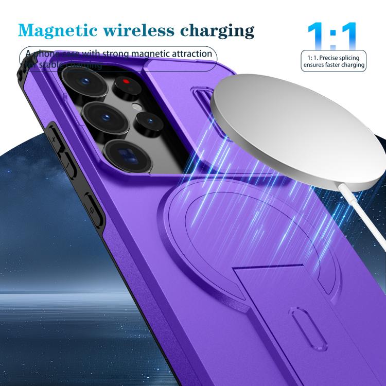 For Samsung Galaxy S25 Ultra 5G Sliding Camshield MagSafe Holder Phone Case