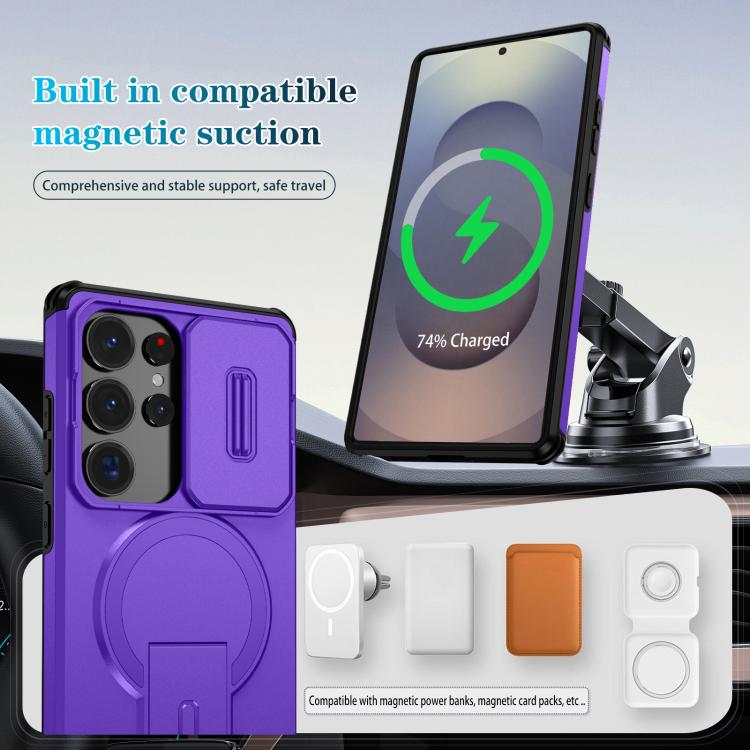 For Samsung Galaxy S25 Ultra 5G Sliding Camshield MagSafe Holder Phone Case