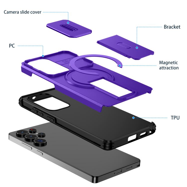 For Samsung Galaxy S25 Ultra 5G Sliding Camshield MagSafe Holder Phone Case