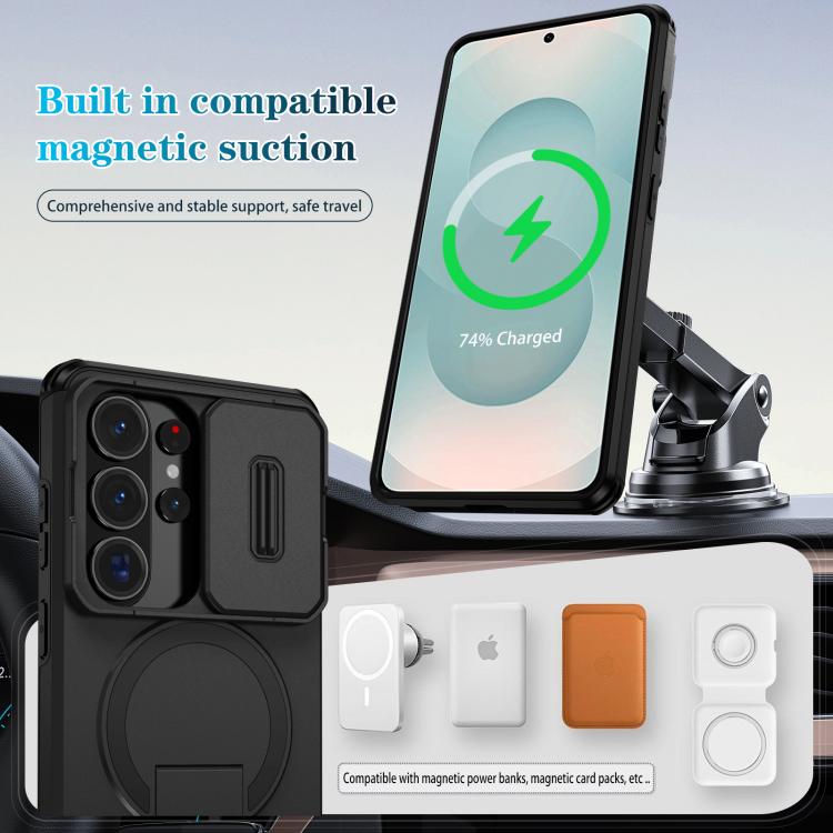 For Samsung Galaxy S26 Ultra 5G Sliding Camshield MagSafe Holder Phone Case