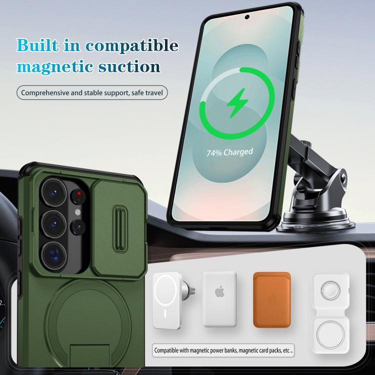 For Samsung Galaxy S26 Ultra 5G Sliding Camshield MagSafe Holder Phone Case