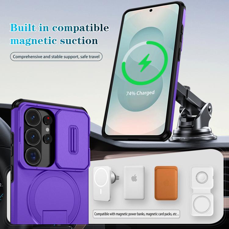 For Samsung Galaxy S26 Ultra 5G Sliding Camshield MagSafe Holder Phone Case