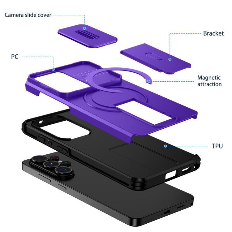 For Samsung Galaxy S26 Ultra 5G Sliding Camshield MagSafe Holder Phone Case