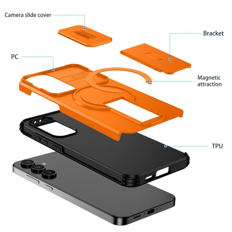 For Samsung Galaxy S24 FE 5G Sliding Camshield MagSafe Holder Phone Case
