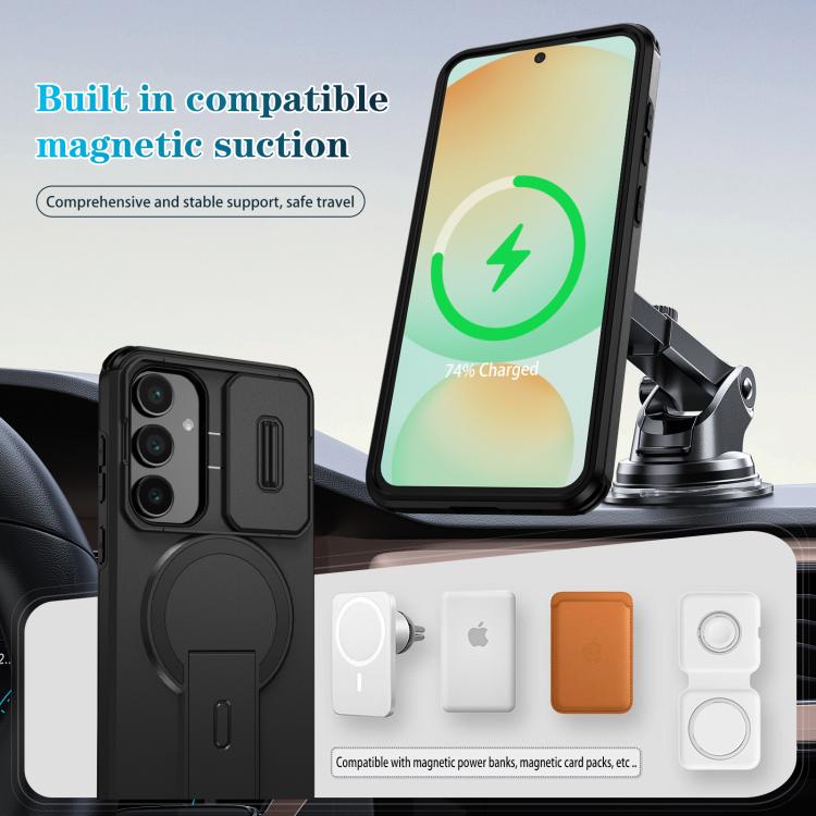 For Samsung Galaxy S24 FE 5G Sliding Camshield MagSafe Holder Phone Case