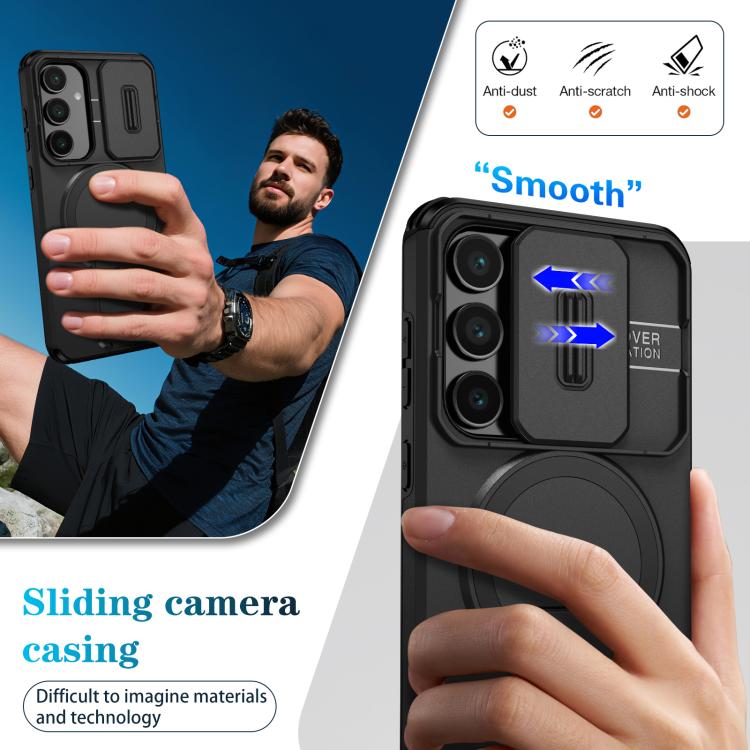 For Samsung Galaxy S24 FE 5G Sliding Camshield MagSafe Holder Phone Case