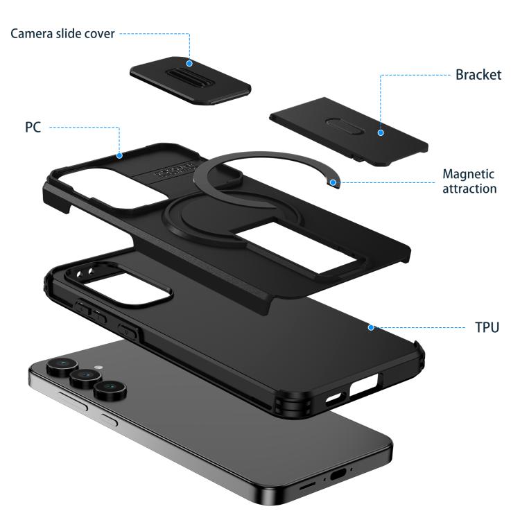 For Samsung Galaxy S24 FE 5G Sliding Camshield MagSafe Holder Phone Case
