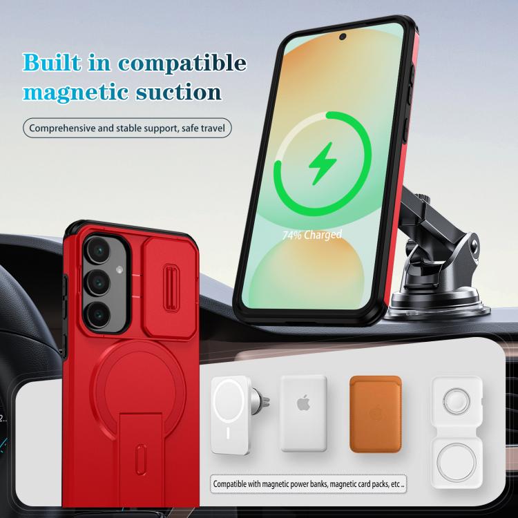 For Samsung Galaxy S24 FE 5G Sliding Camshield MagSafe Holder Phone Case