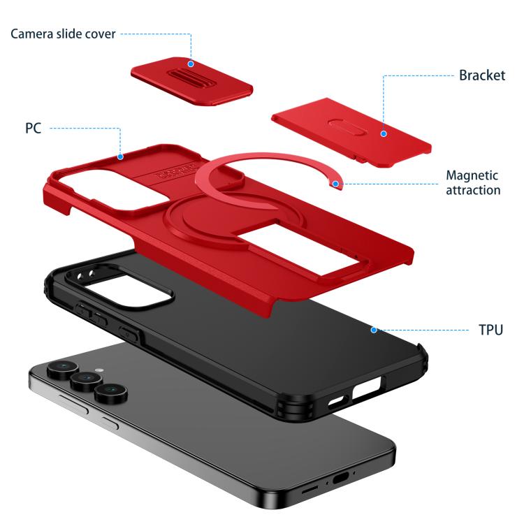 For Samsung Galaxy S24 FE 5G Sliding Camshield MagSafe Holder Phone Case