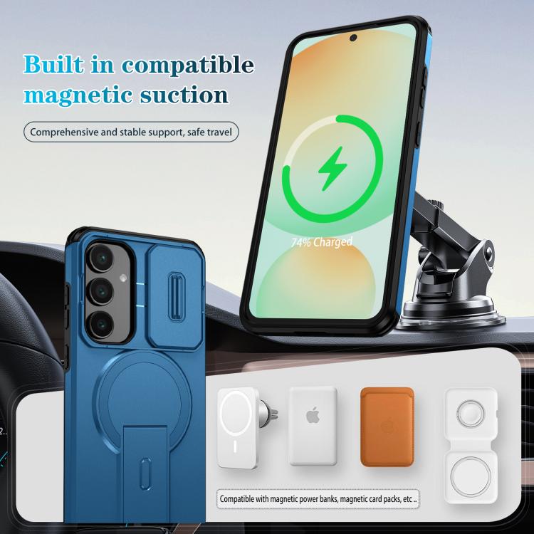For Samsung Galaxy S24 FE 5G Sliding Camshield MagSafe Holder Phone Case