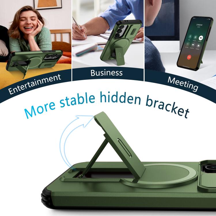 For Samsung Galaxy S24 FE 5G Sliding Camshield MagSafe Holder Phone Case