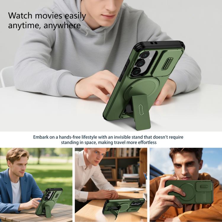 For Samsung Galaxy S24 FE 5G Sliding Camshield MagSafe Holder Phone Case