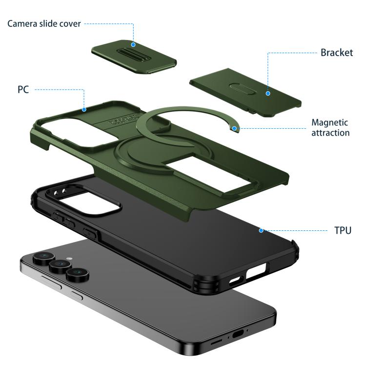 For Samsung Galaxy S24 FE 5G Sliding Camshield MagSafe Holder Phone Case