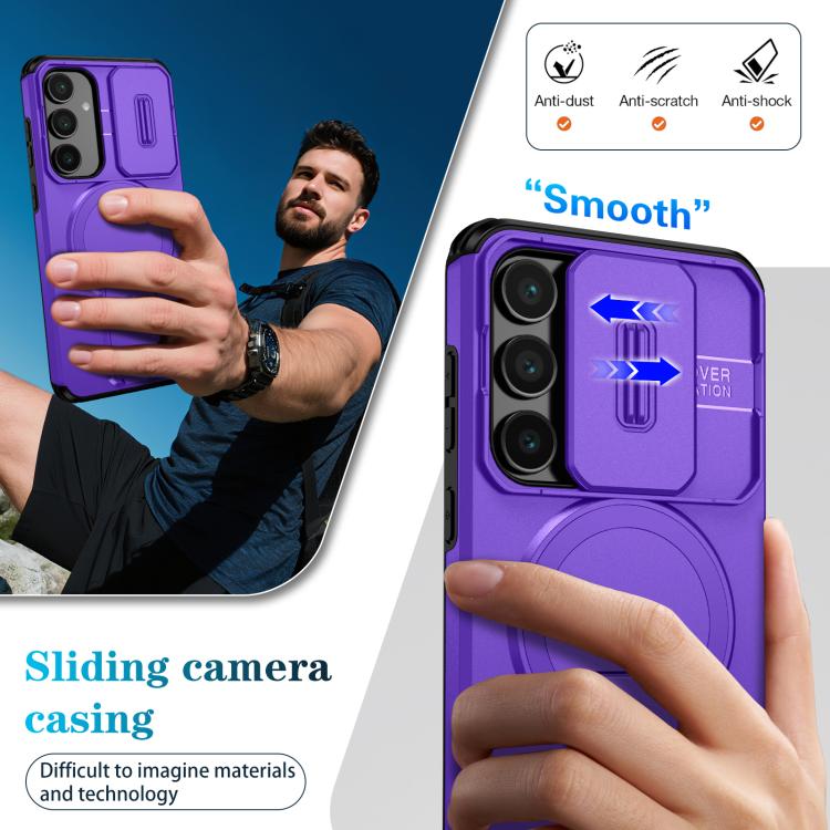 For Samsung Galaxy S24 FE 5G Sliding Camshield MagSafe Holder Phone Case