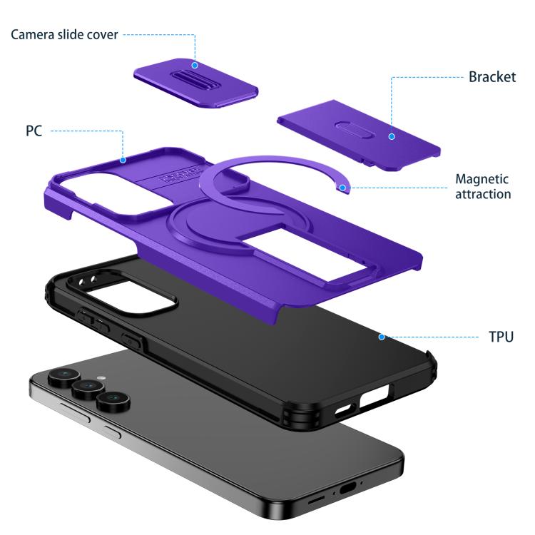 For Samsung Galaxy S24 FE 5G Sliding Camshield MagSafe Holder Phone Case