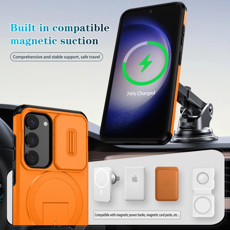 For Samsung Galaxy S23 5G Sliding Camshield MagSafe Holder Phone Case