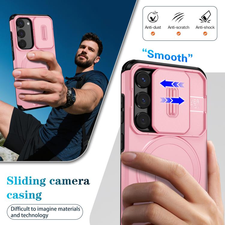 For Samsung Galaxy S23 5G Sliding Camshield MagSafe Holder Phone Case