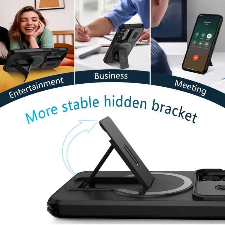 For Samsung Galaxy S23 5G Sliding Camshield MagSafe Holder Phone Case