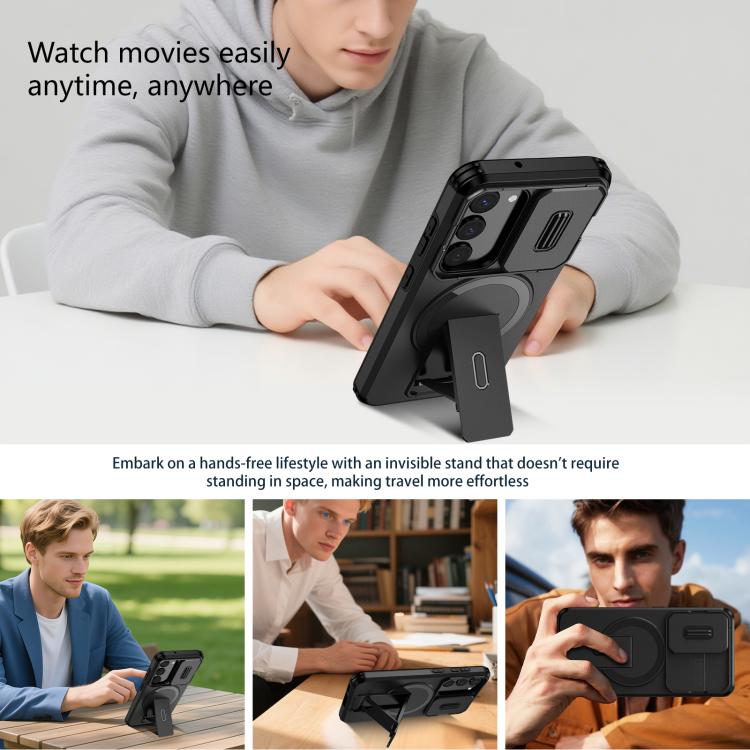 For Samsung Galaxy S23 5G Sliding Camshield MagSafe Holder Phone Case