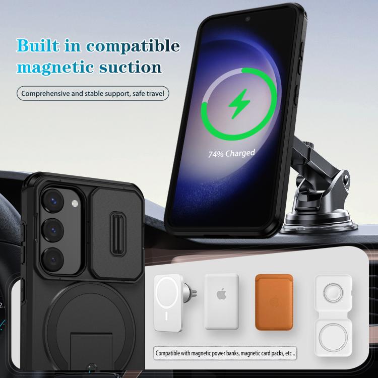 For Samsung Galaxy S23 5G Sliding Camshield MagSafe Holder Phone Case