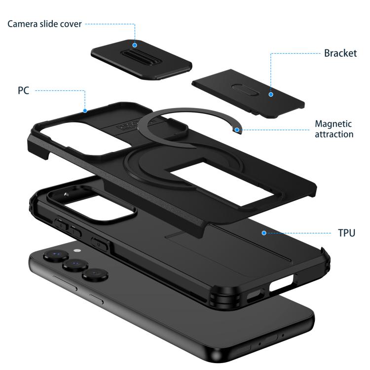 For Samsung Galaxy S23 5G Sliding Camshield MagSafe Holder Phone Case