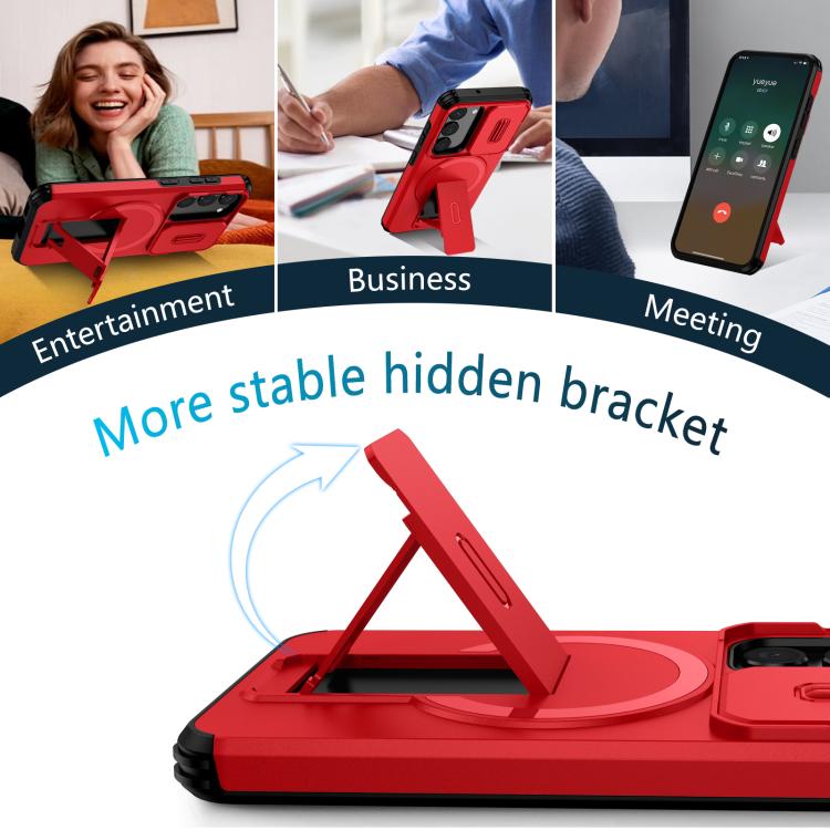 For Samsung Galaxy S23 5G Sliding Camshield MagSafe Holder Phone Case
