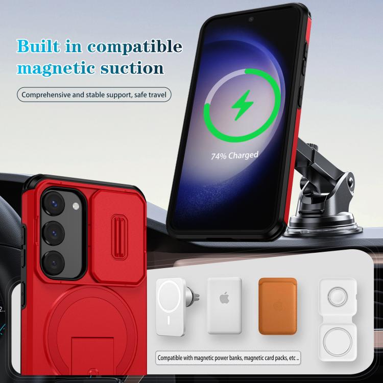 For Samsung Galaxy S23 5G Sliding Camshield MagSafe Holder Phone Case