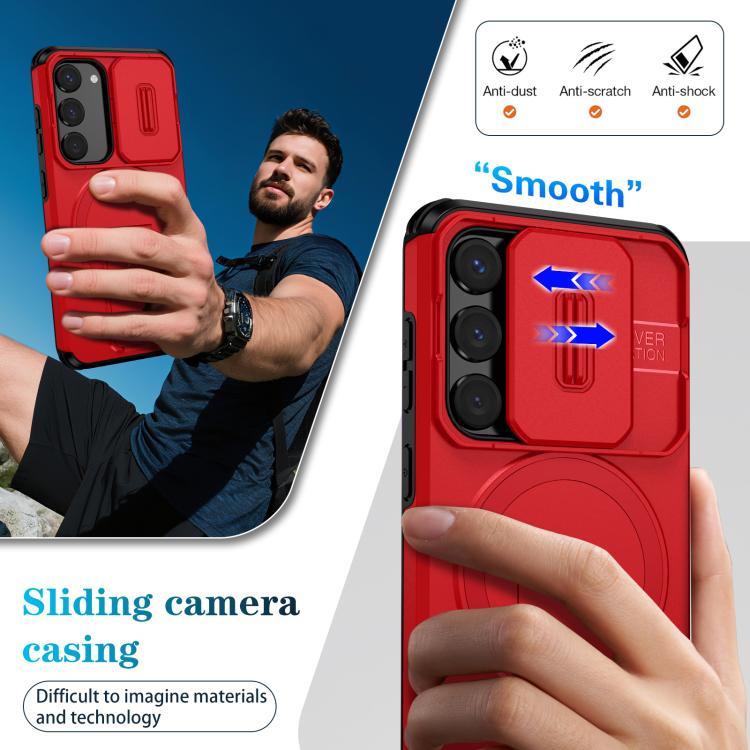 For Samsung Galaxy S23 5G Sliding Camshield MagSafe Holder Phone Case