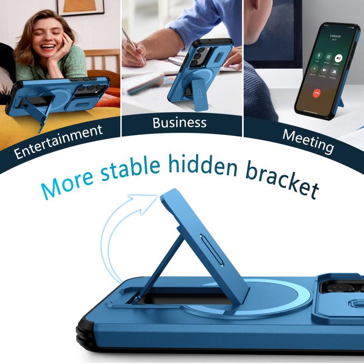 For Samsung Galaxy S23 5G Sliding Camshield MagSafe Holder Phone Case