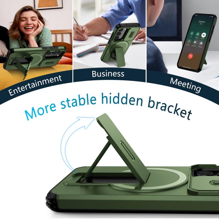 For Samsung Galaxy S23 5G Sliding Camshield MagSafe Holder Phone Case