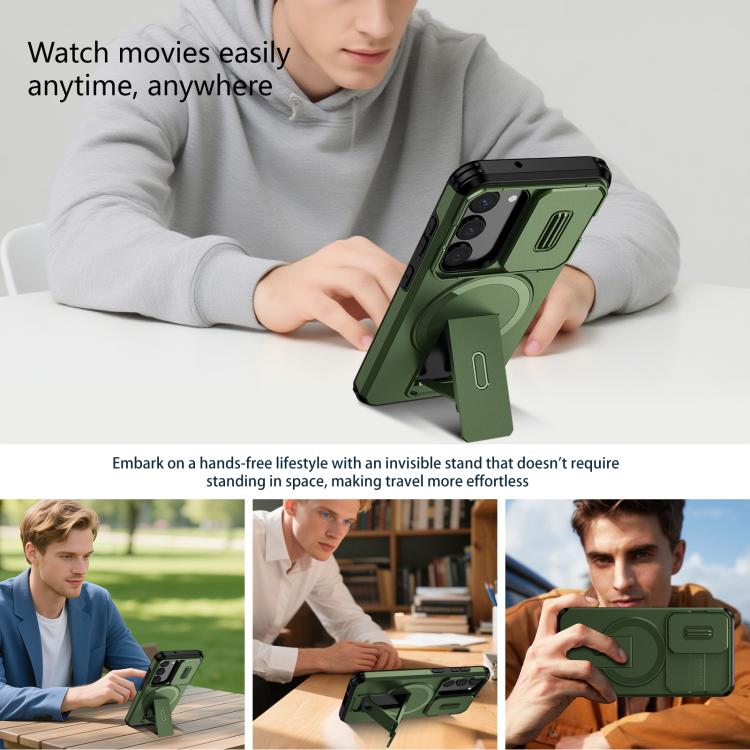 For Samsung Galaxy S23 5G Sliding Camshield MagSafe Holder Phone Case