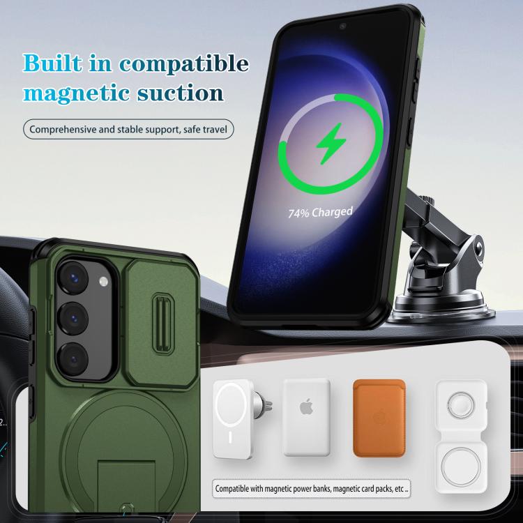 For Samsung Galaxy S23 5G Sliding Camshield MagSafe Holder Phone Case