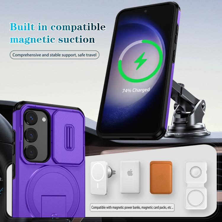 For Samsung Galaxy S23 5G Sliding Camshield MagSafe Holder Phone Case