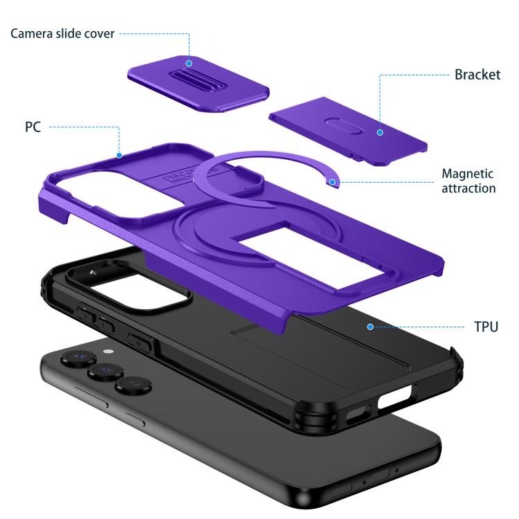 For Samsung Galaxy S23 5G Sliding Camshield MagSafe Holder Phone Case