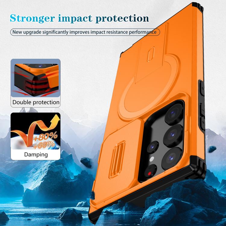 For Samsung Galaxy S23 Ultra 5G Sliding Camshield MagSafe Holder Phone Case