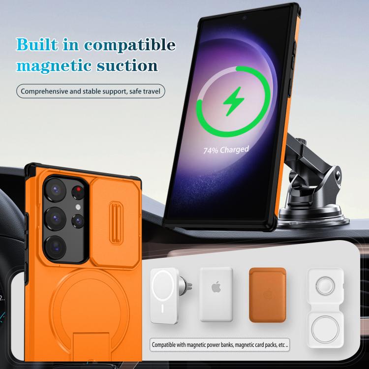 For Samsung Galaxy S23 Ultra 5G Sliding Camshield MagSafe Holder Phone Case