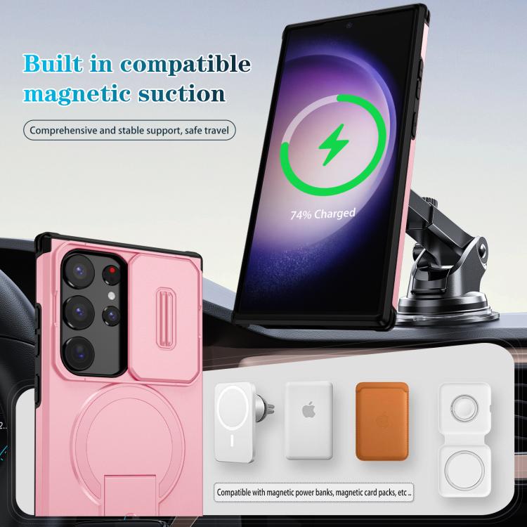 For Samsung Galaxy S23 Ultra 5G Sliding Camshield MagSafe Holder Phone Case