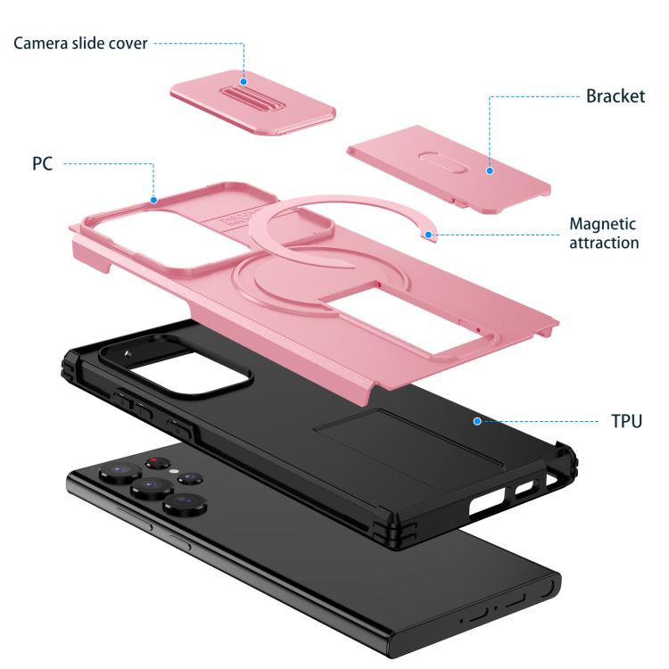 For Samsung Galaxy S23 Ultra 5G Sliding Camshield MagSafe Holder Phone Case